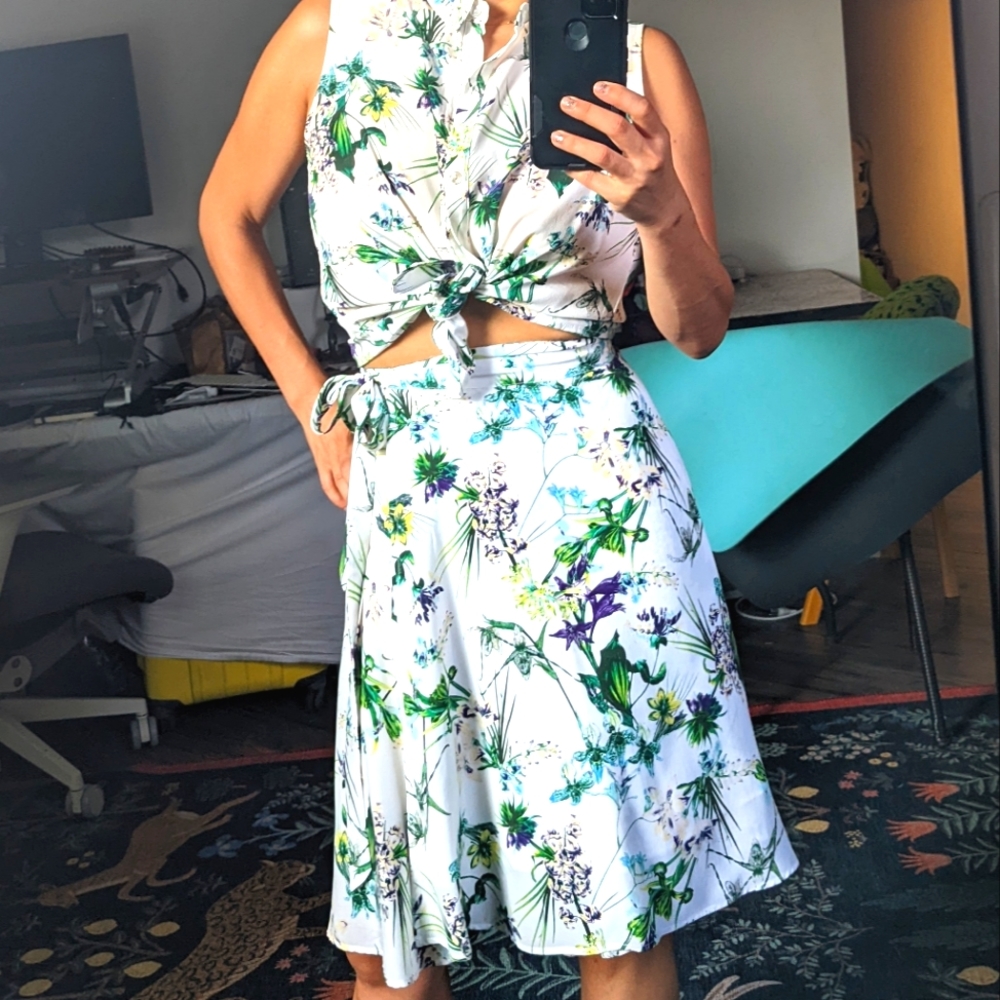 Amour Vert Silk Midi Skirt